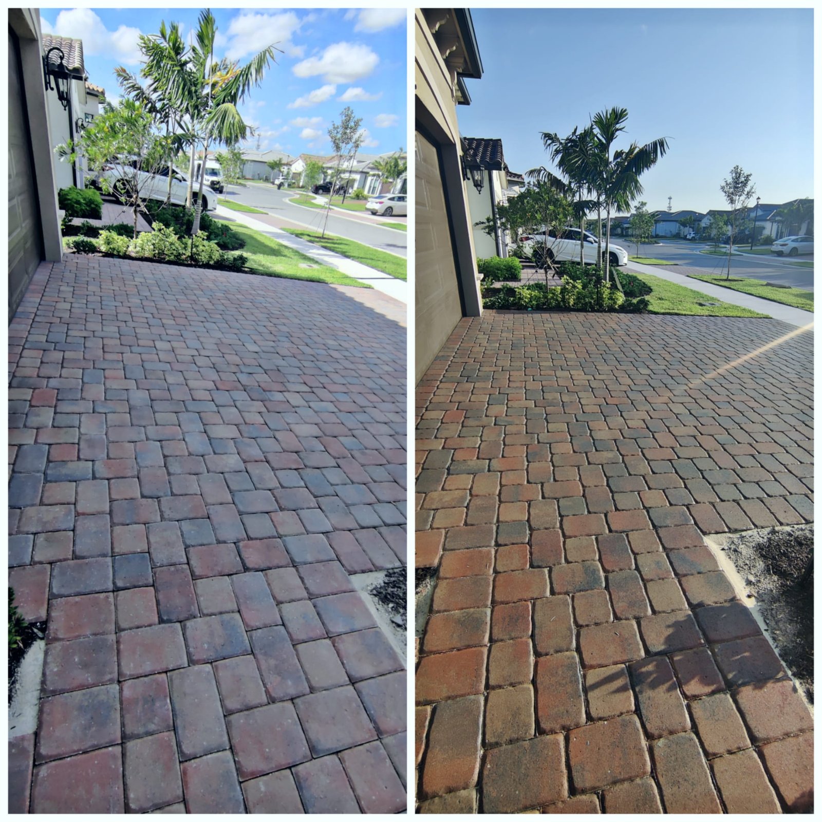 Paver sealing before and after transformation